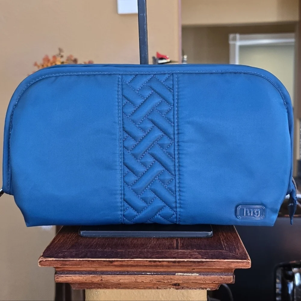 Lug Travel Lay Flat Teal Nylon Zip Around Cosmetic Toiletry Bag